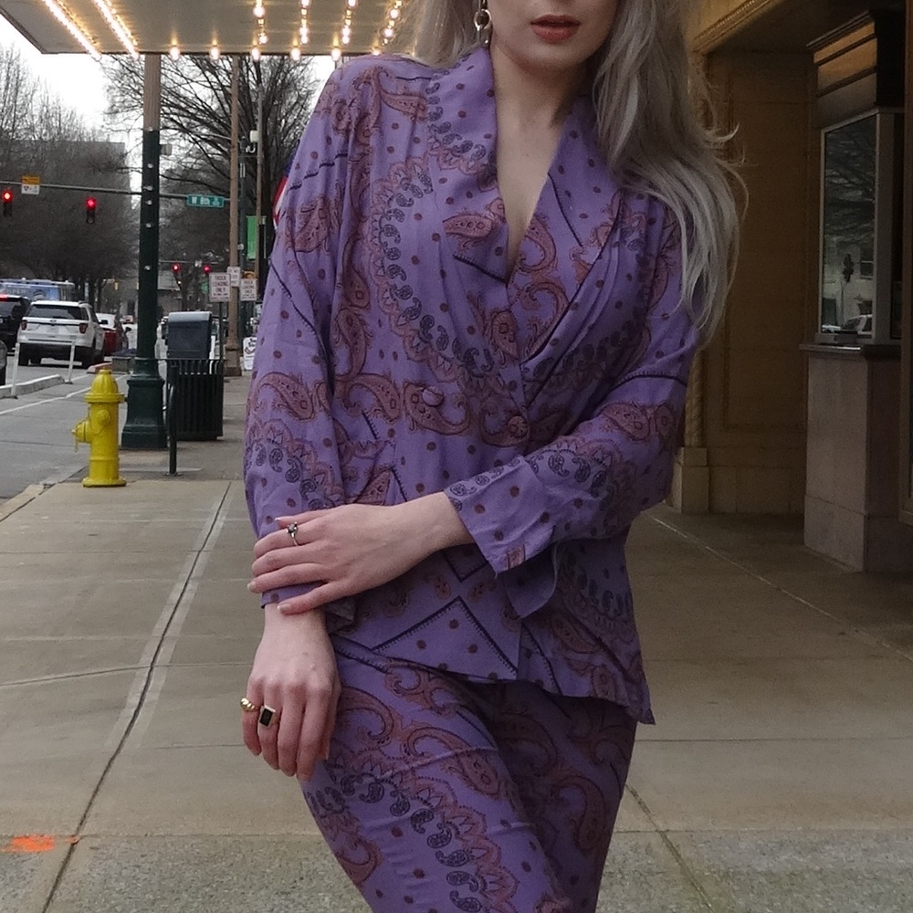 Zara Paisley Tuxedo Top